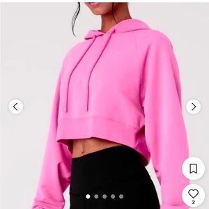 ALO Yoga Bright Pink Cropped Hoodie